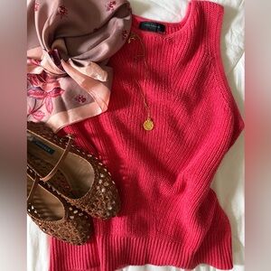 Ann Taylor Coral Sleeveless Sweater Tank | Knit Top | Size M